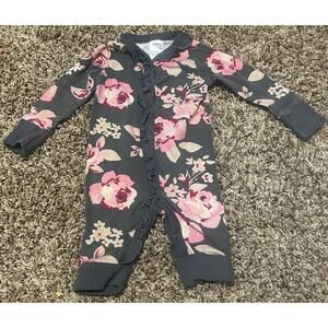 Modern Moments Gray & Pink Floral One Piece Winter Outfit 0-3 Months